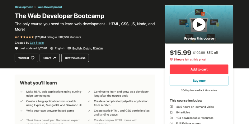 beginner-friendly web development courses